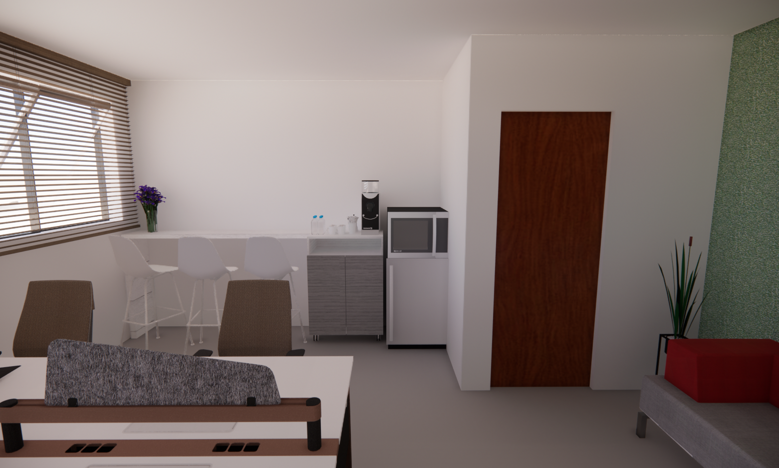 Render 2 - Detalhe das Estações de Trabalho